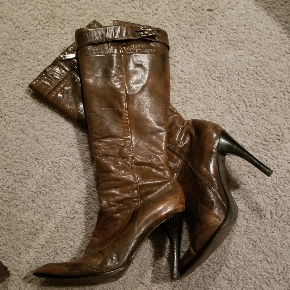 Beautiful brown Italian leather boots, 10